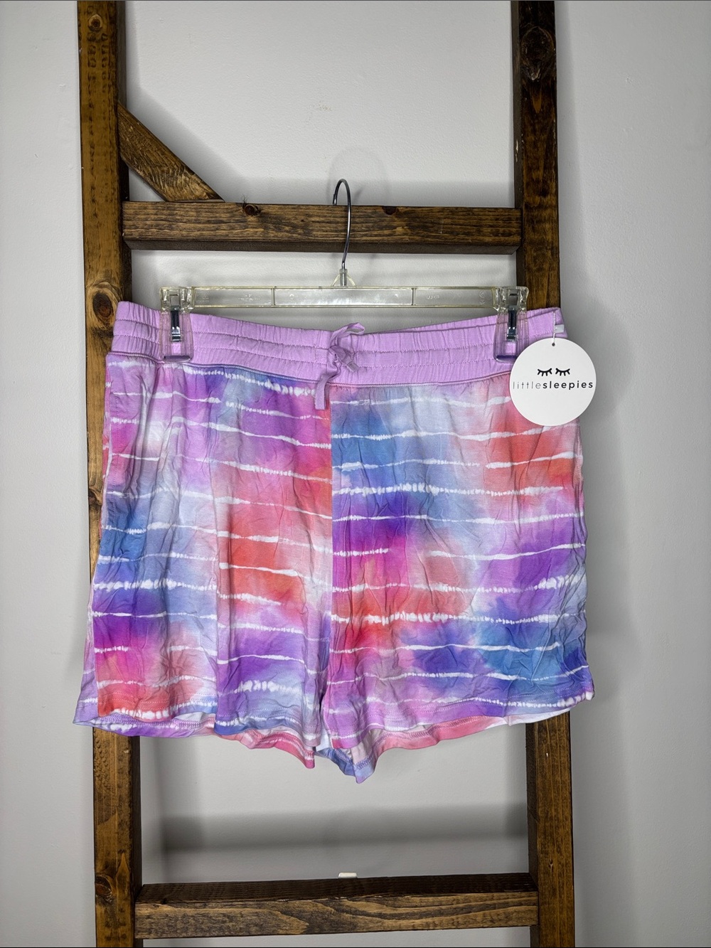 Little Sleepies Striped Tie-Dye Sleep Shorts - Pink, Purple, Blue Size L